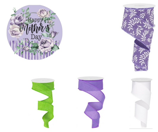 Purple and White  Mothers Day Sign and Ribbon Set