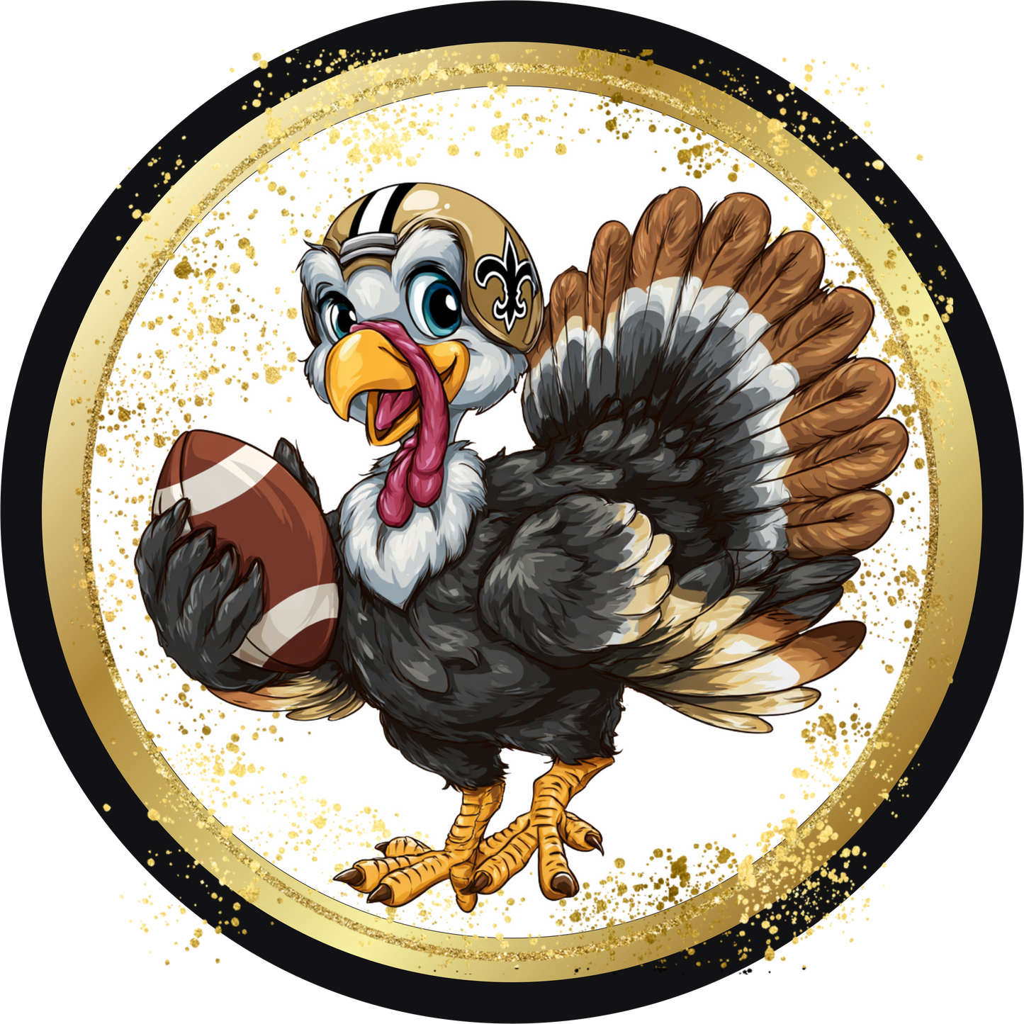 Black and Gold themed Turkey with Football Round