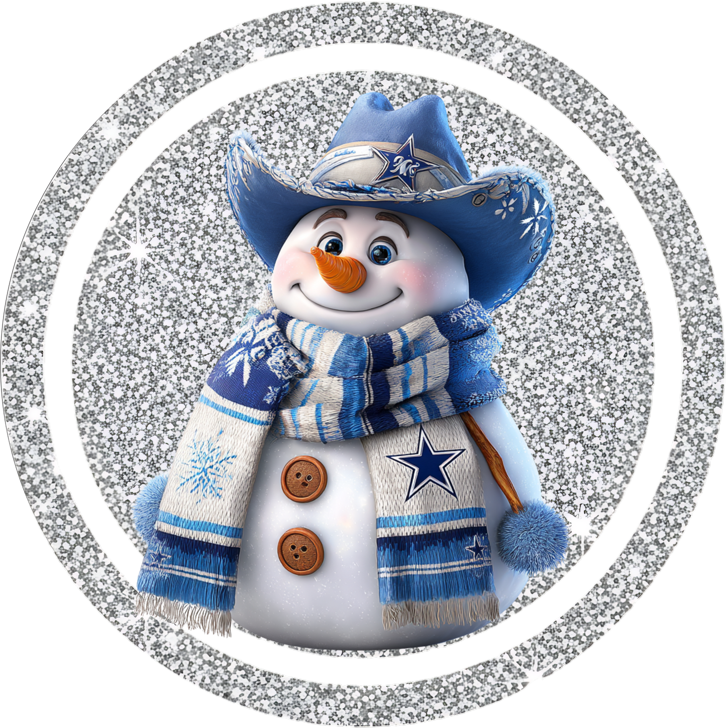 Cowboy Snowman Round Sign