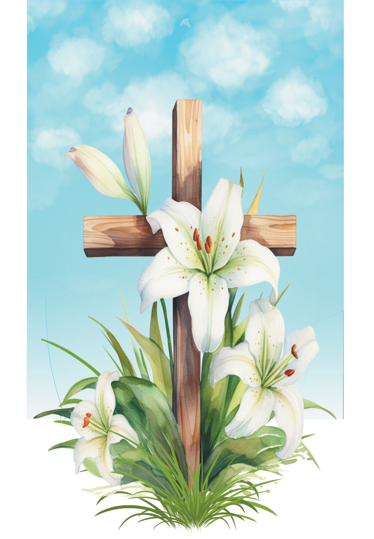 Cross with Easter Lilies Sign