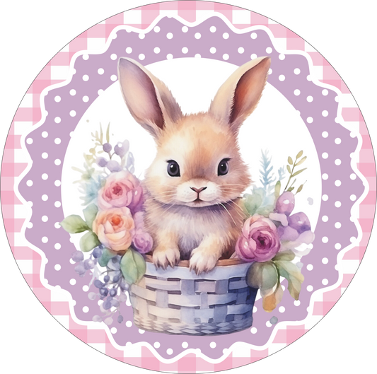 Easter bunny in a basket Round