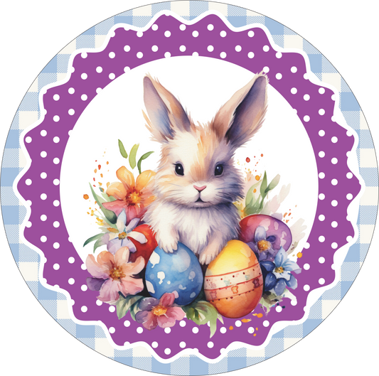 Easter Bunny with  colored eggs Round