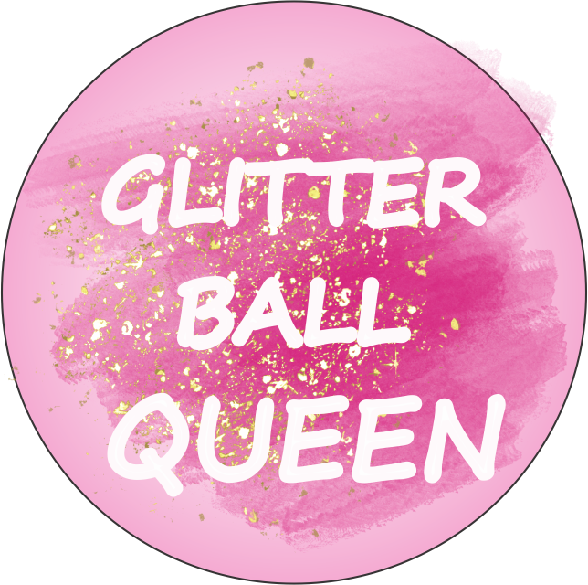 Glitter Ball Queen Keychain – Double Sided | 1.9" x 1.9" | Multiple Colors