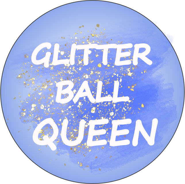 Glitter Ball Queen Keychain – Double Sided | 1.9" x 1.9" | Multiple Colors