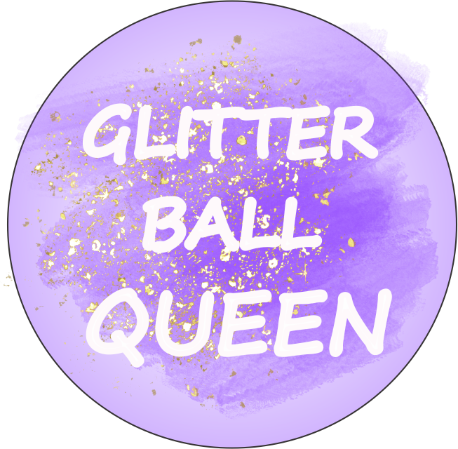 Glitter Ball Queen Keychain – Double Sided | 1.9" x 1.9" | Multiple Colors