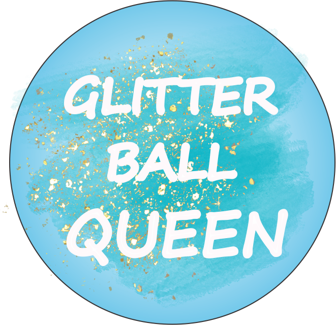 Glitter Ball Queen Keychain – Double Sided | 1.9" x 1.9" | Multiple Colors