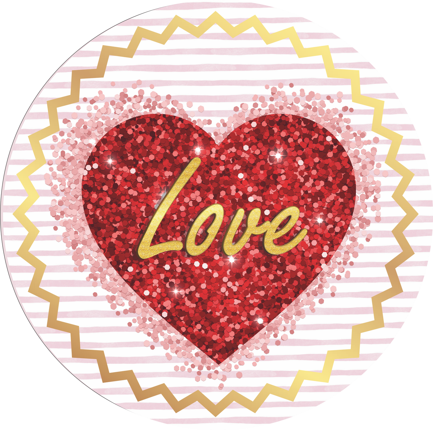 Love red and pink heart Valentines Sign Round