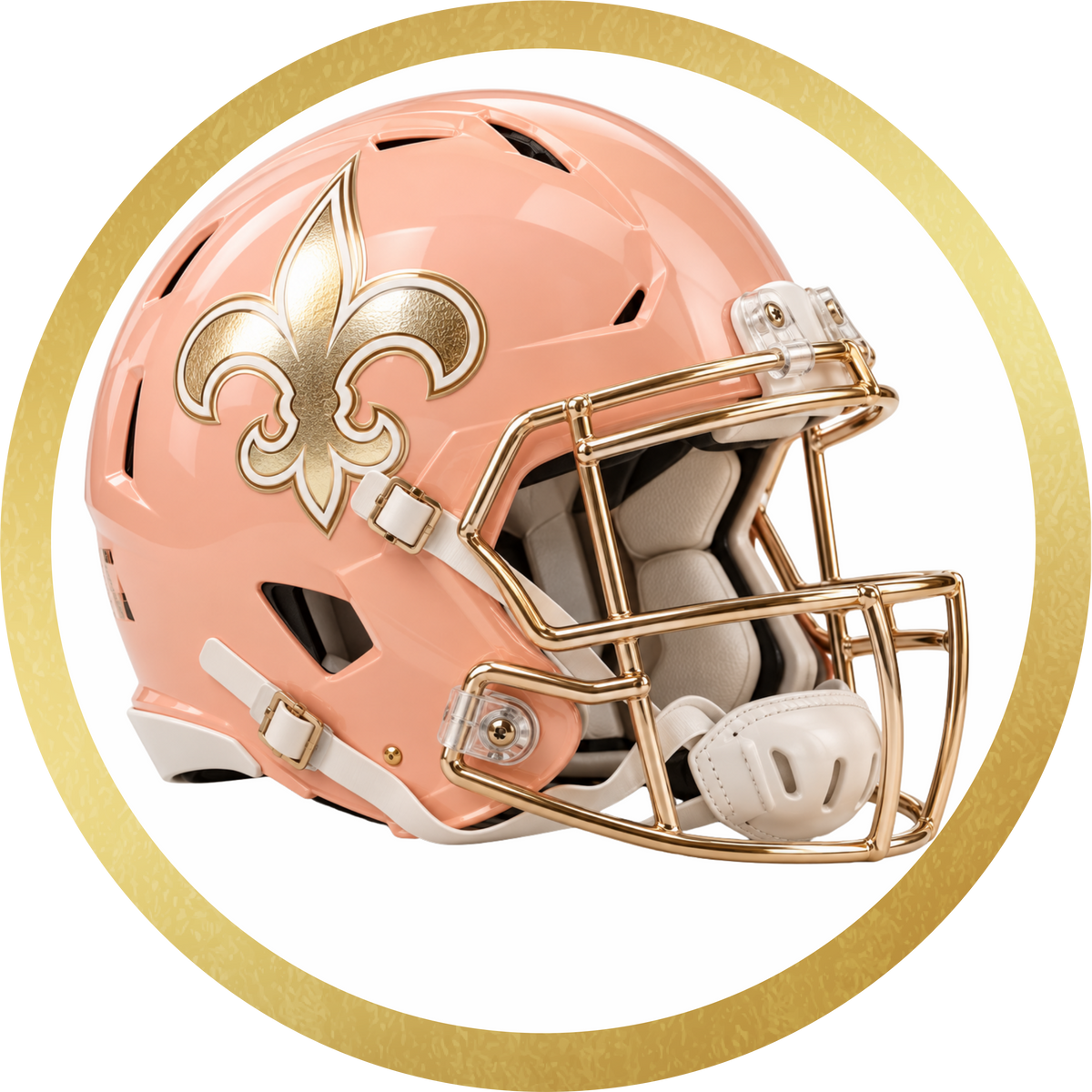 Peach and Gold Football Helmet Round Sign