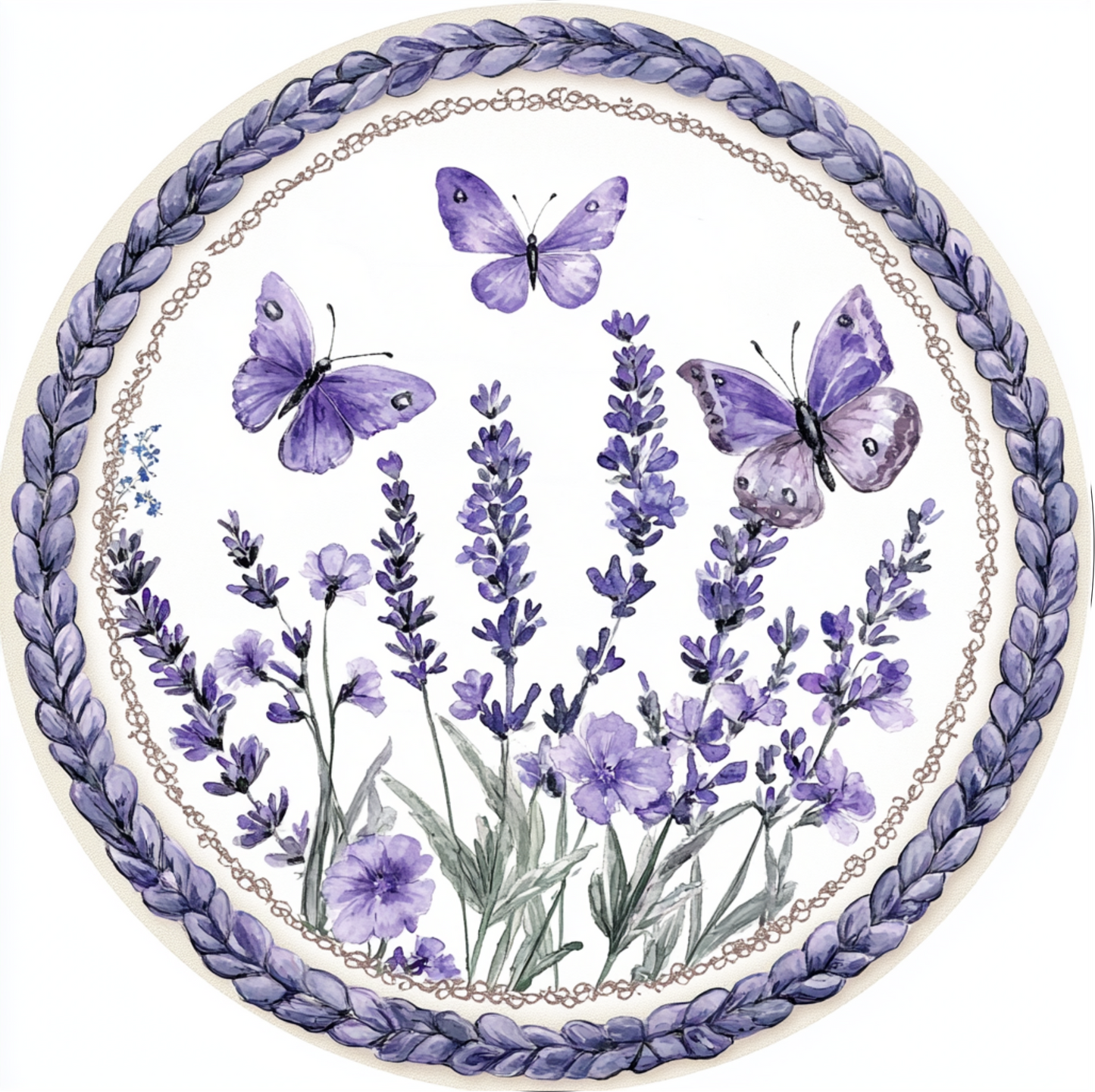 Lavender Butterfly Round Sign