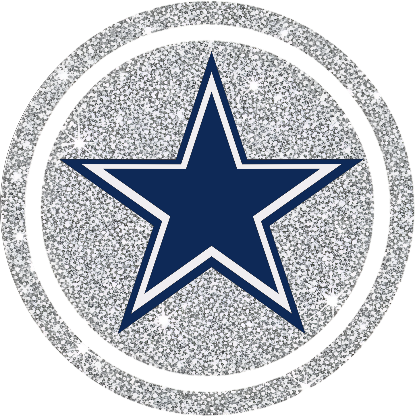 Silver with blue and white star sign