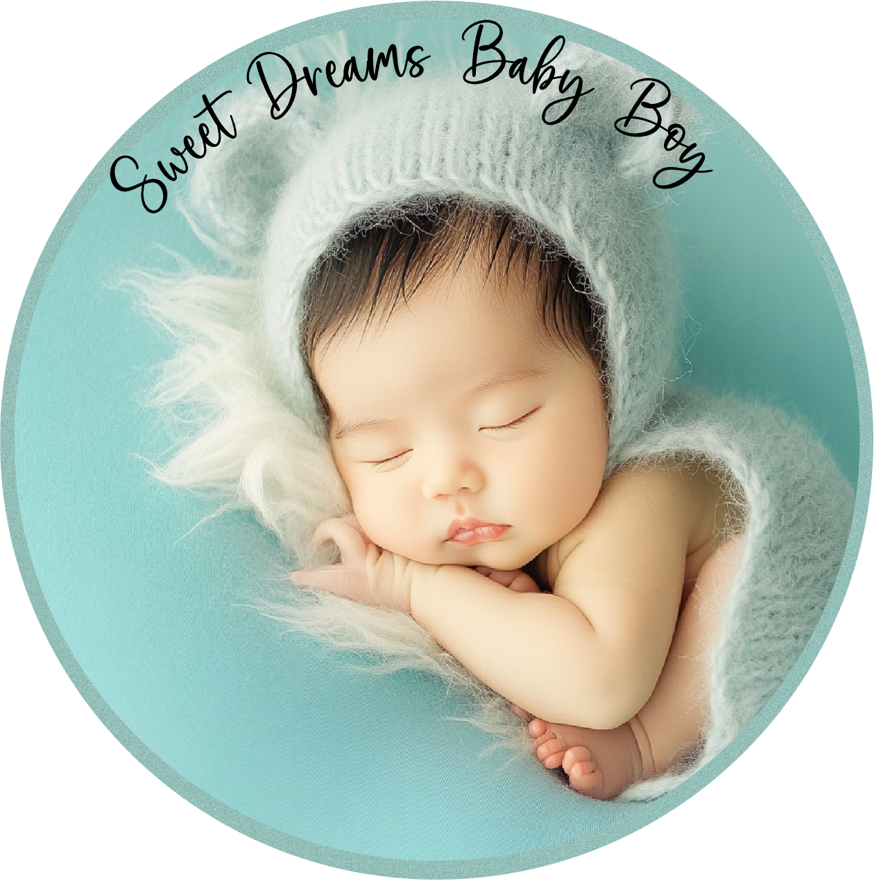 Sweet dreams Asian baby boy Round