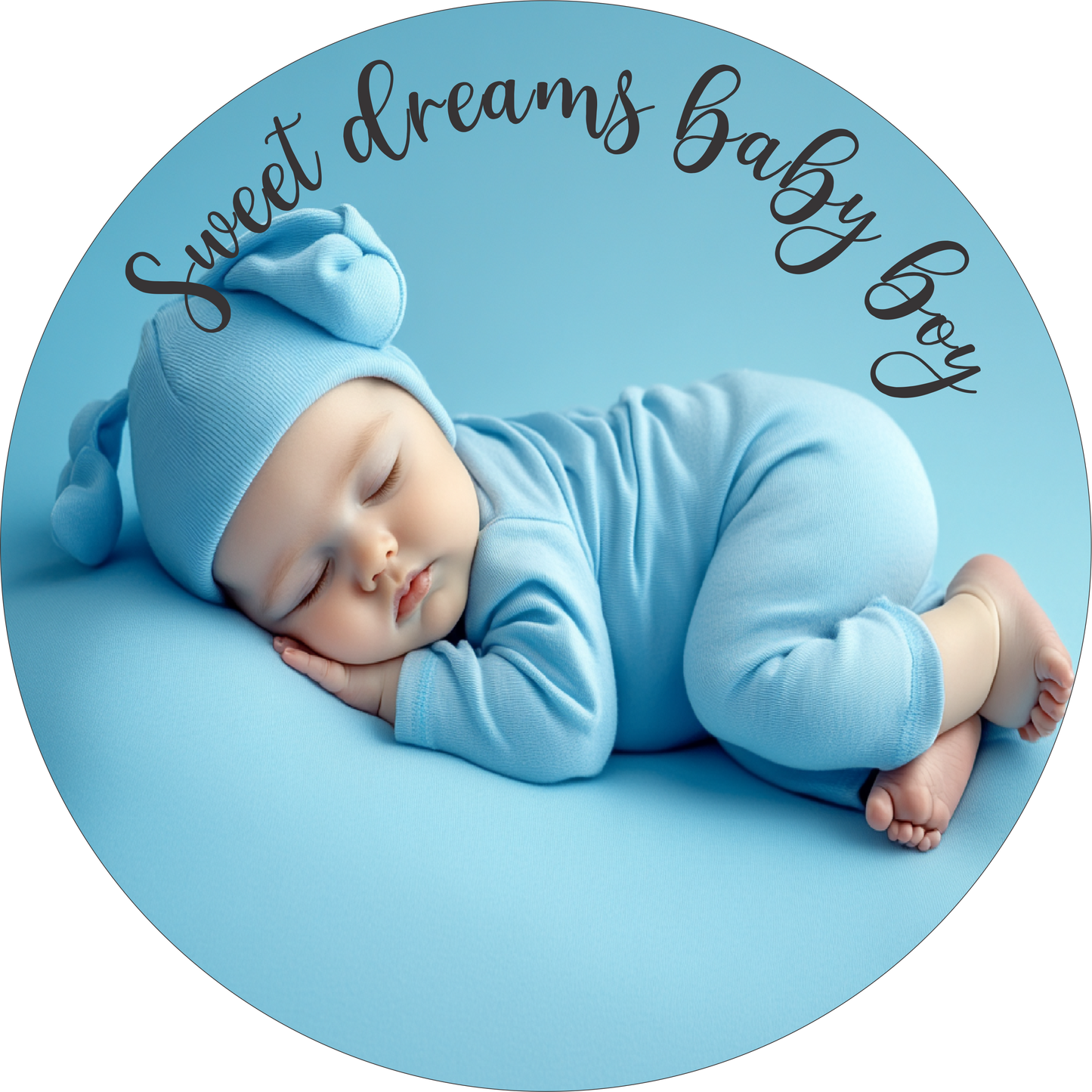 Sweet dreams white skin baby boy Round