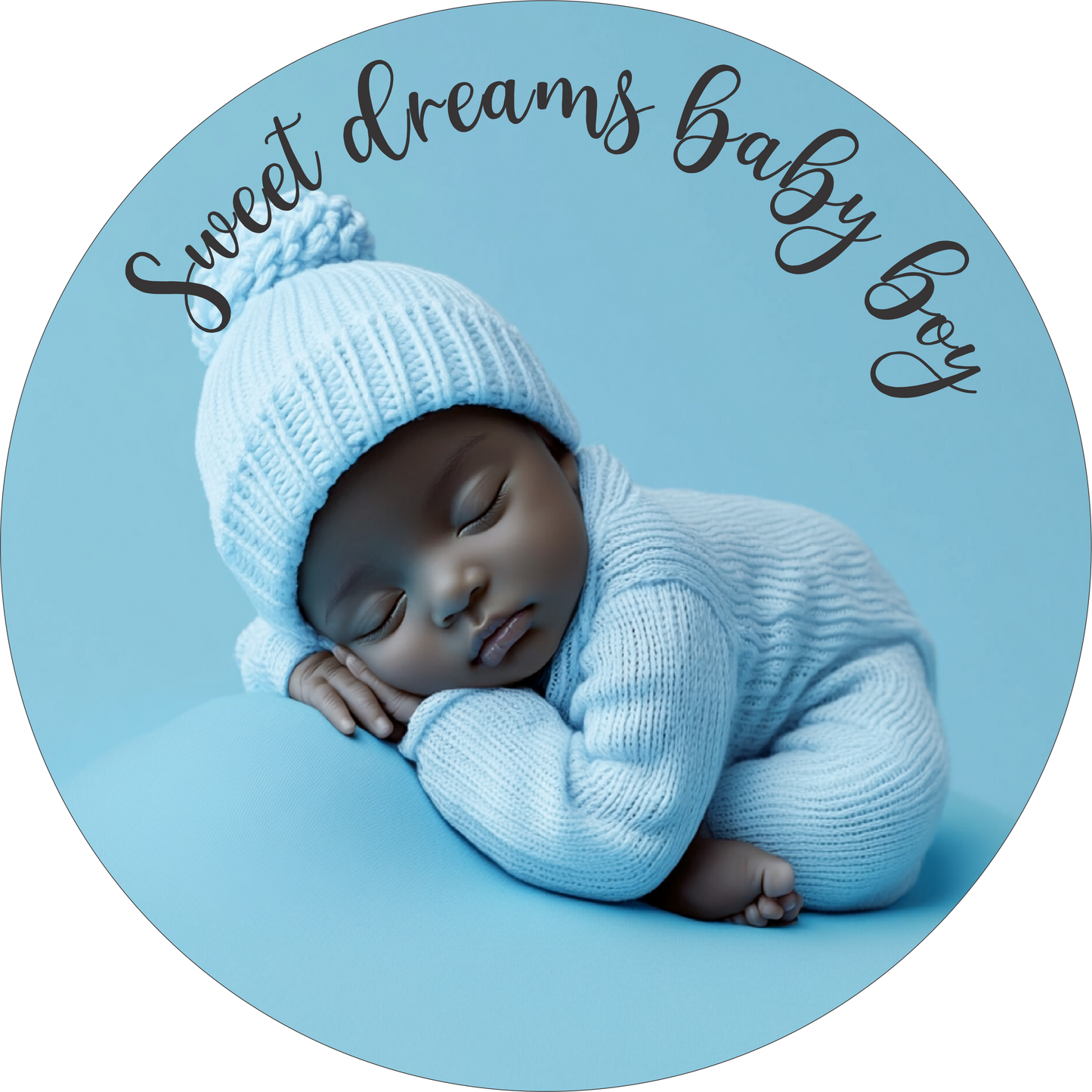 Sweet dreams African American baby boy Round