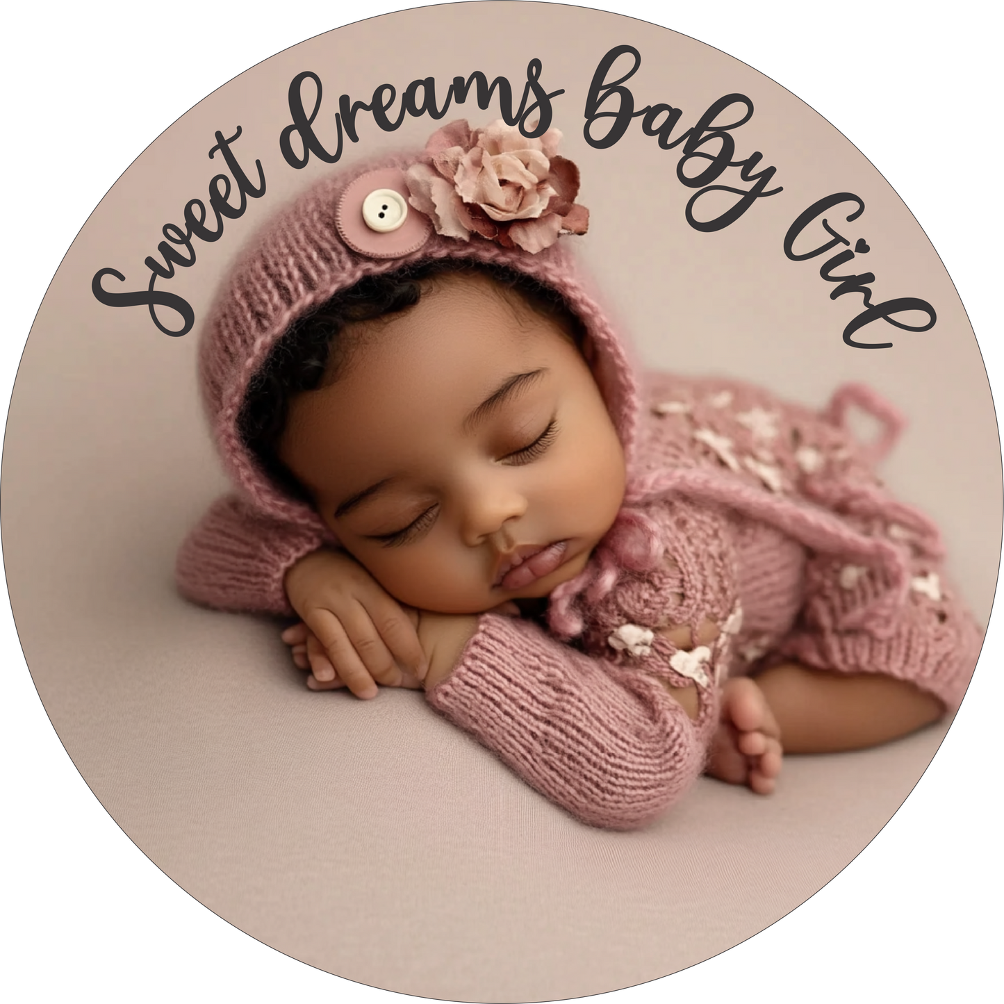 Sweet dreams African American baby girl Round