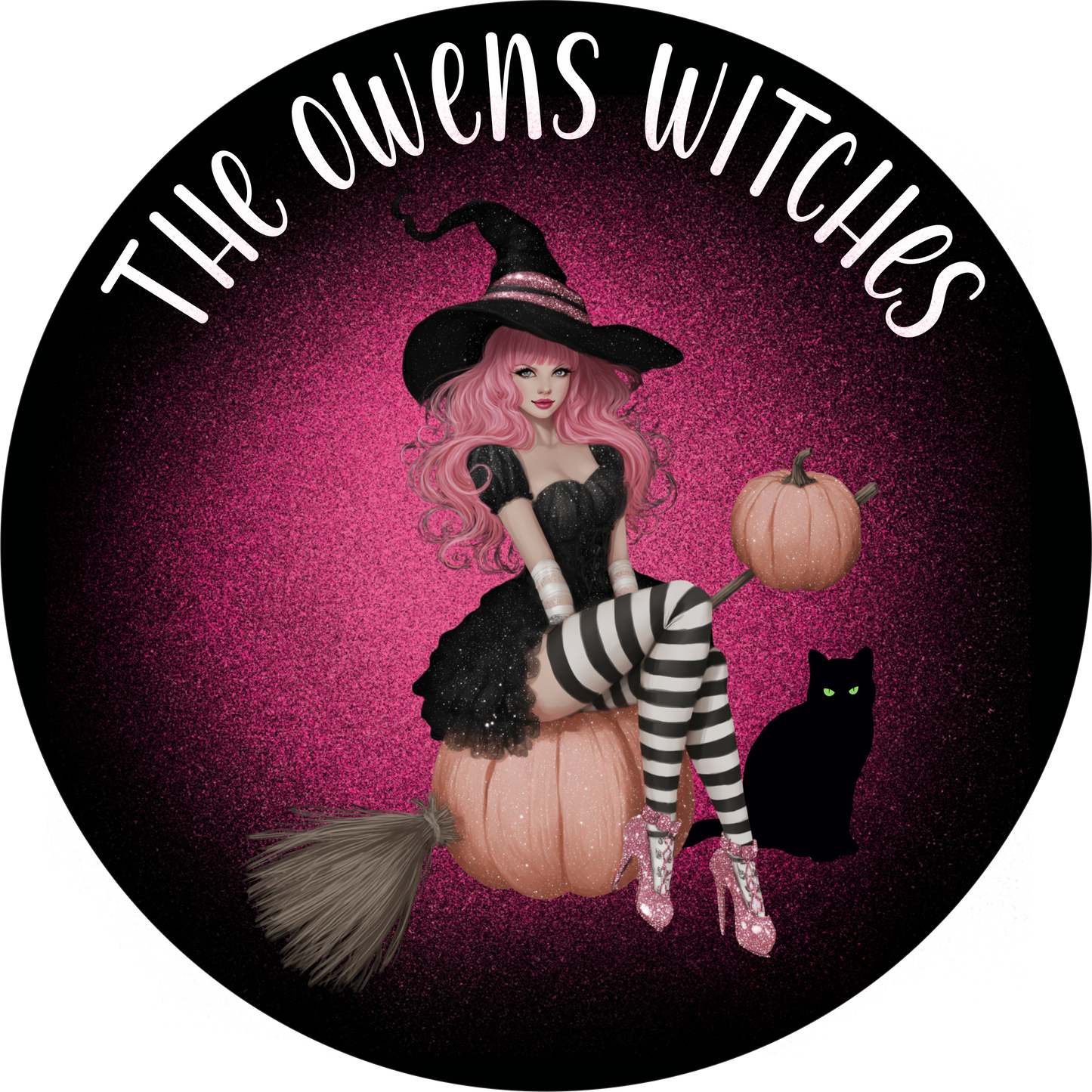 Personalized Pink Witch Sign Round