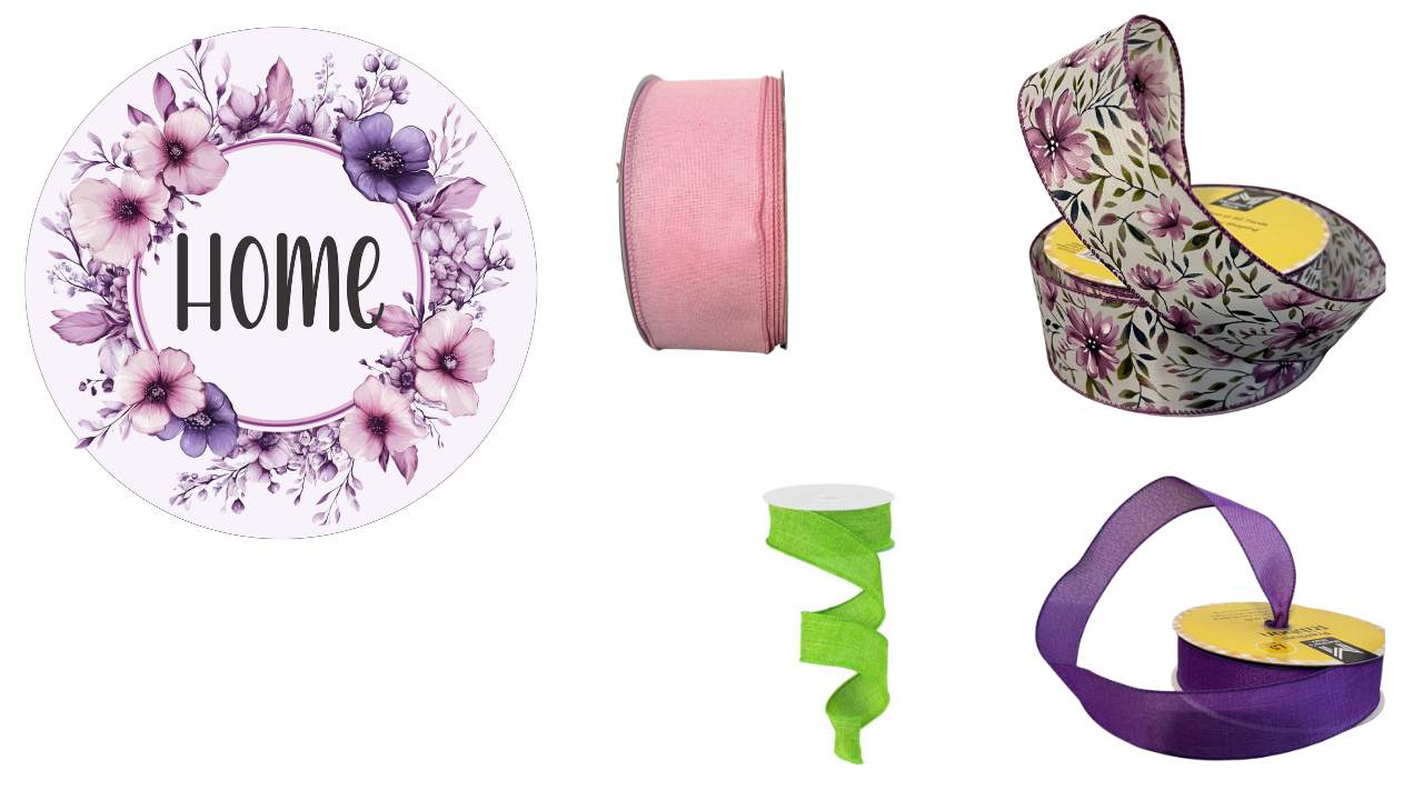 Home Purple and pink Sign and Ribbon Set
