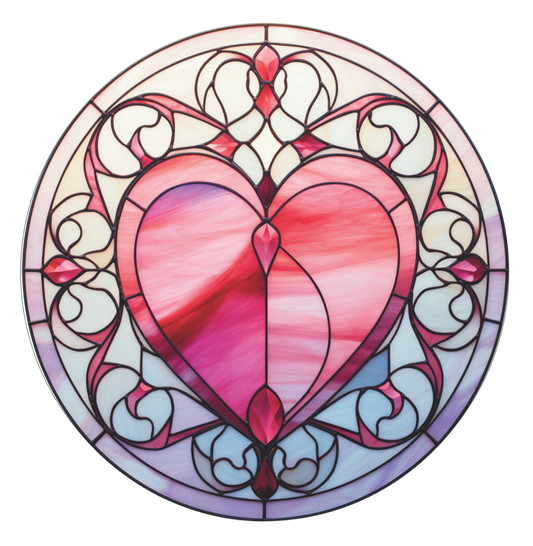 Large Heart faux stained glass Sign Round