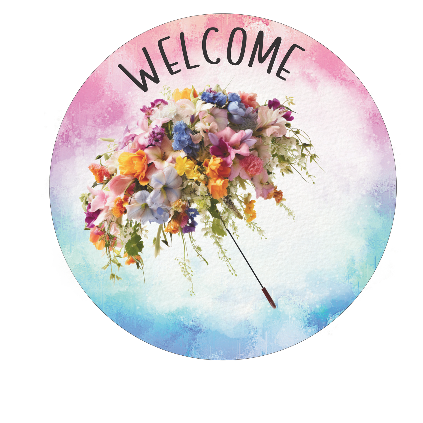 Welcome Floral Umbrella Round