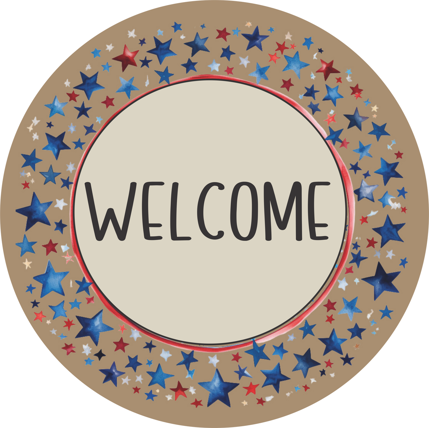 welcome Red, White and Blue Stars Round