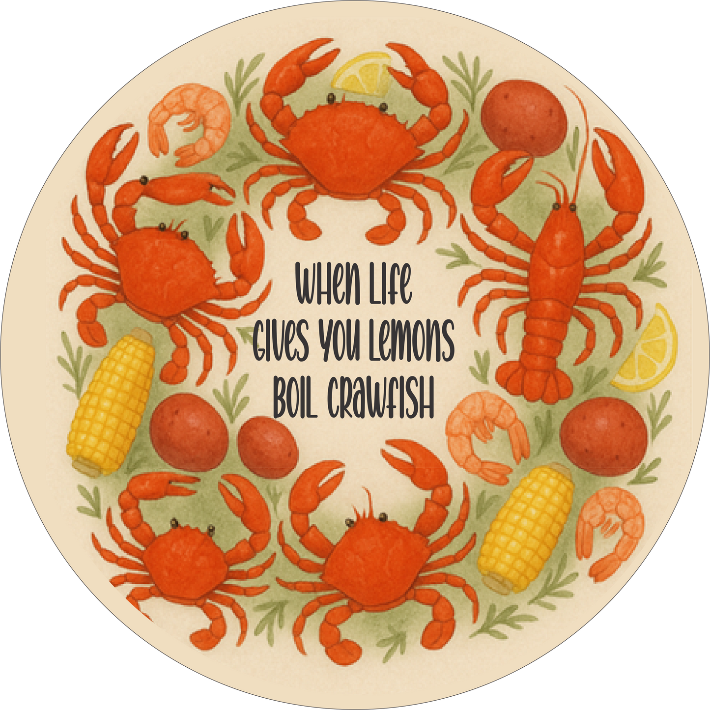 Wen life gives you lemons boil crawfish Round Sign