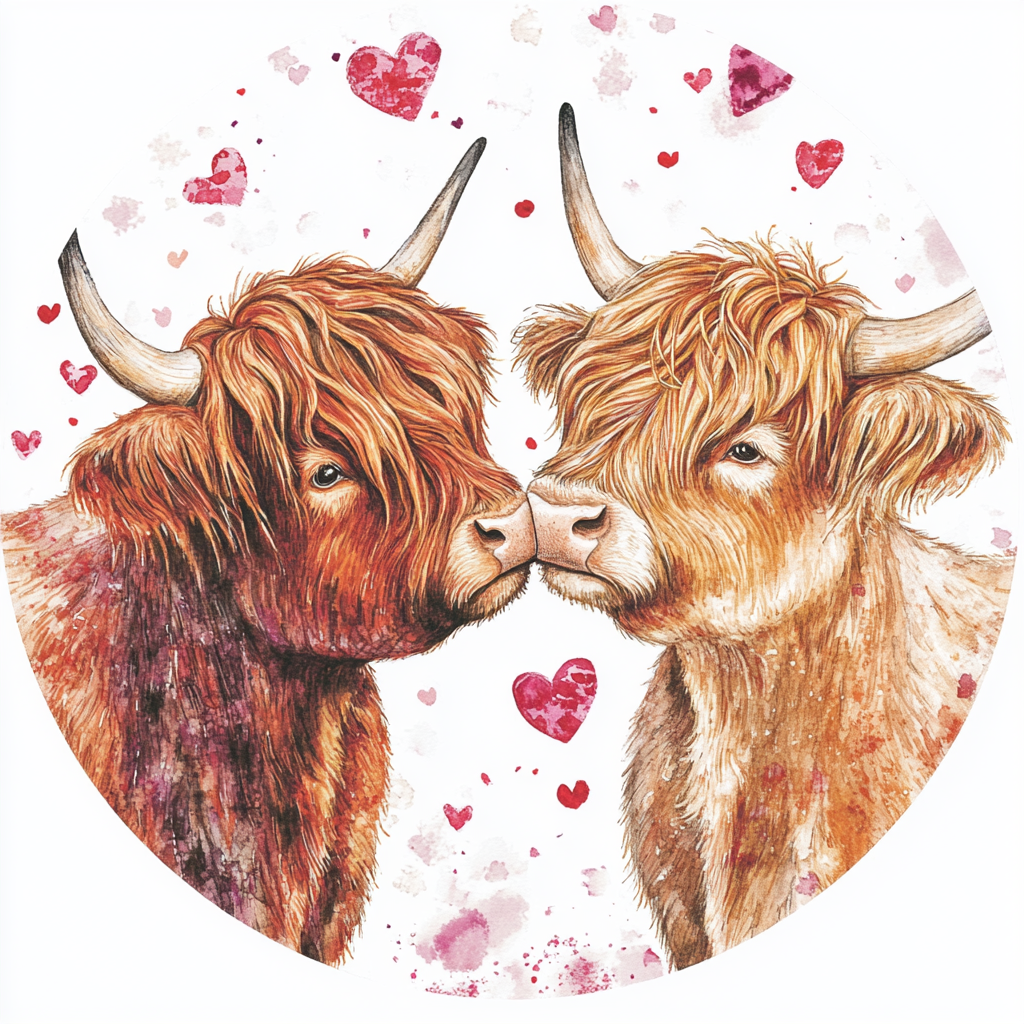 Highland cows in love