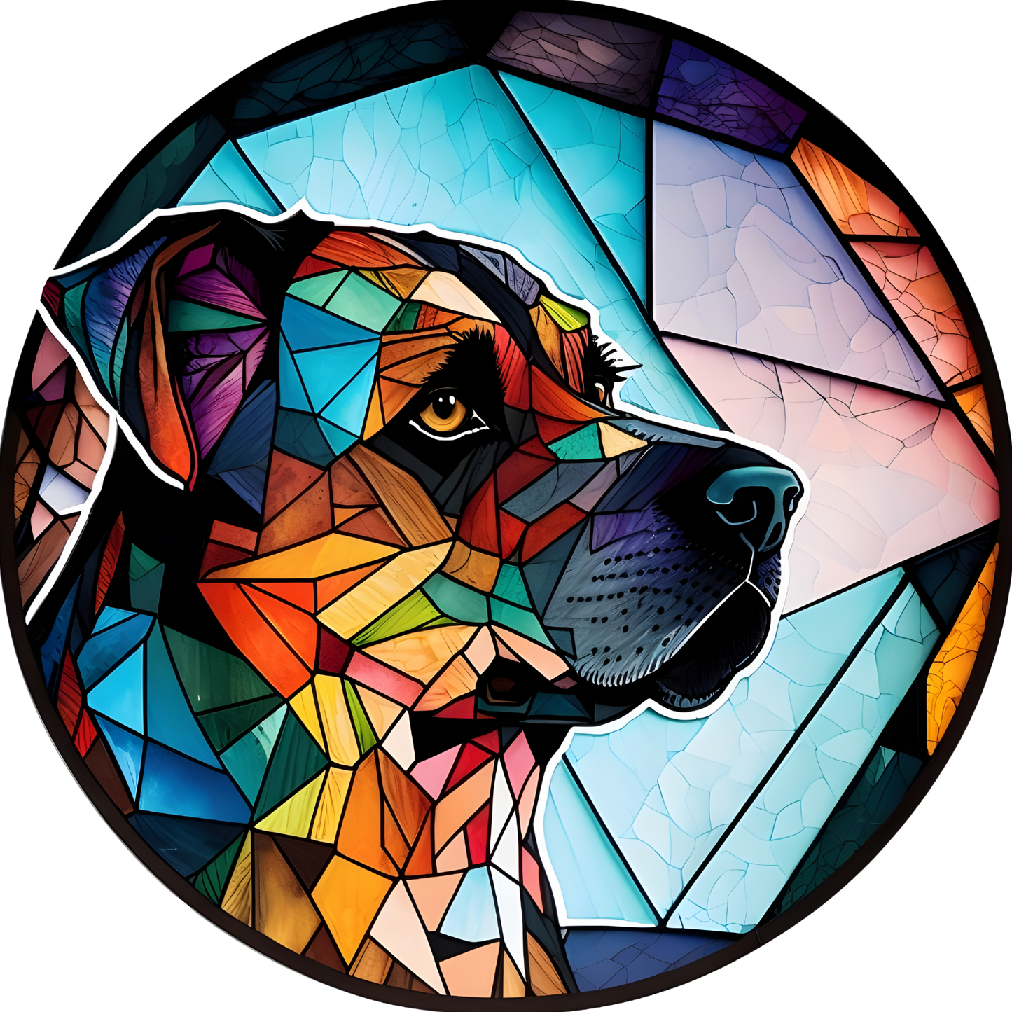 Lab Stained Glass Look Wreath Sign Round