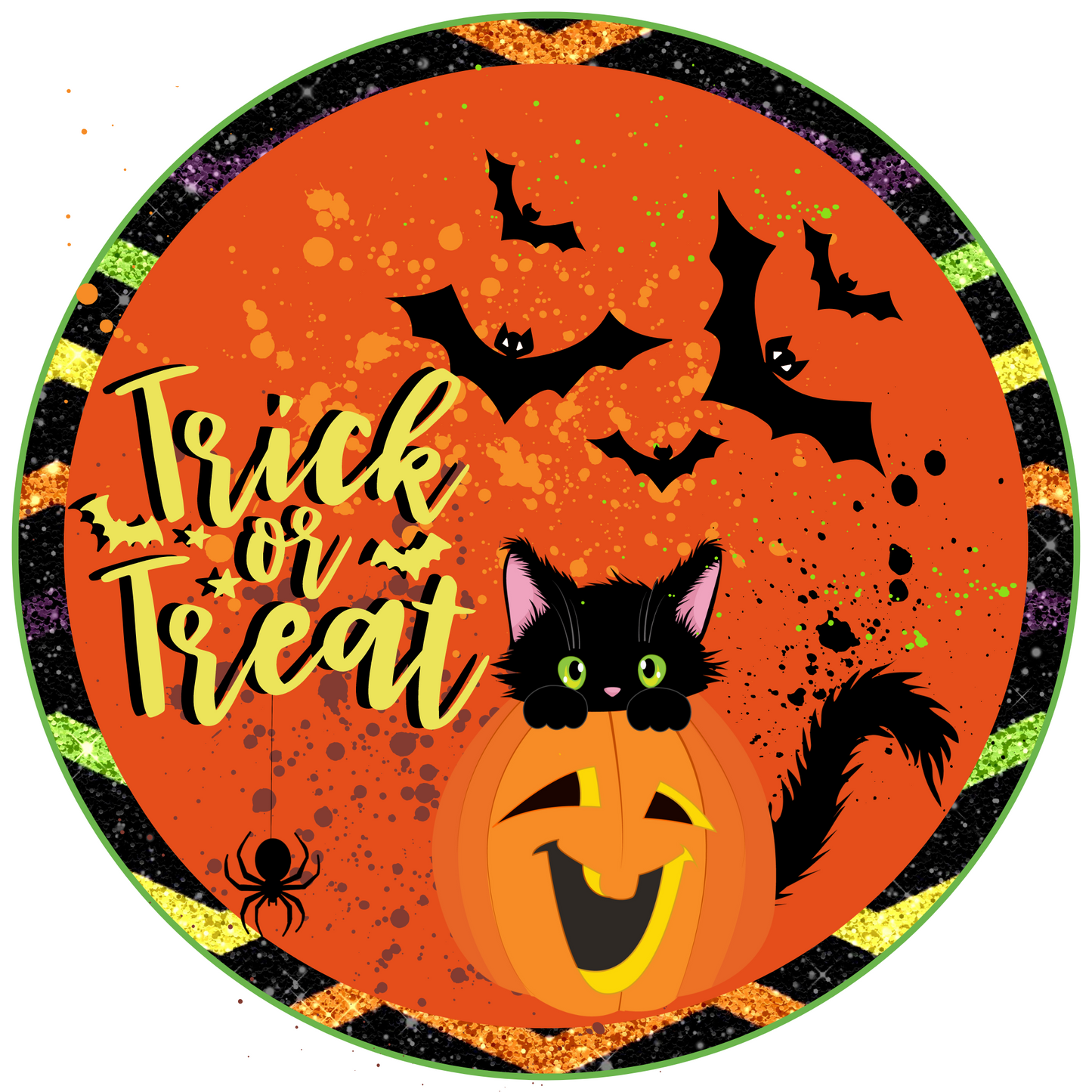 Pumpkin Kitty Halloween Sign Round