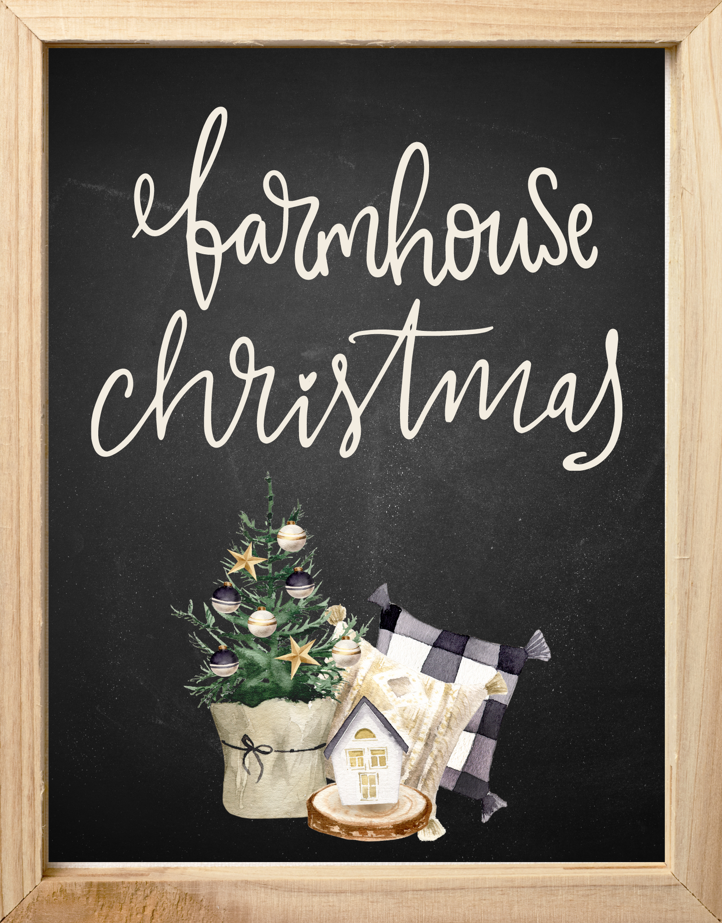 Farmhouse Christmas Wood Frame 7x9 Sign