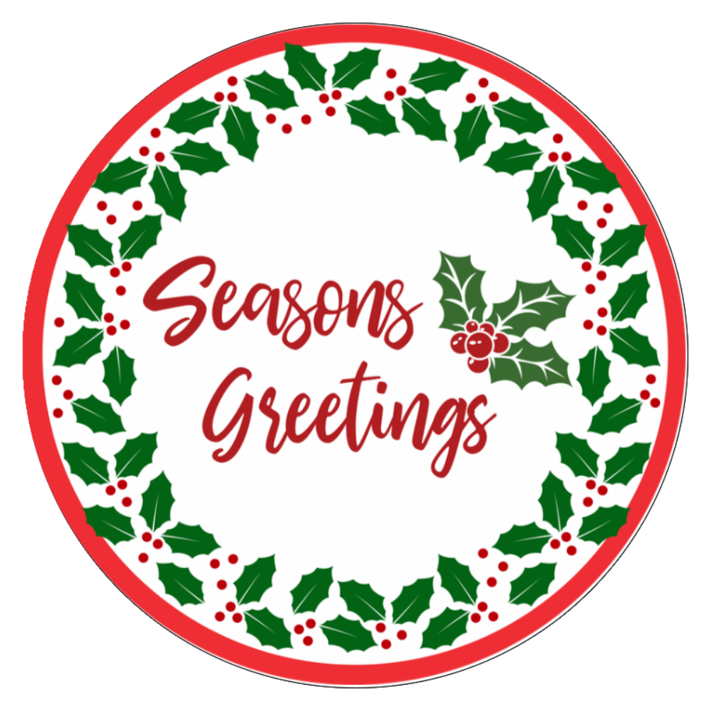 Seasons Greetings wreath Sign Round