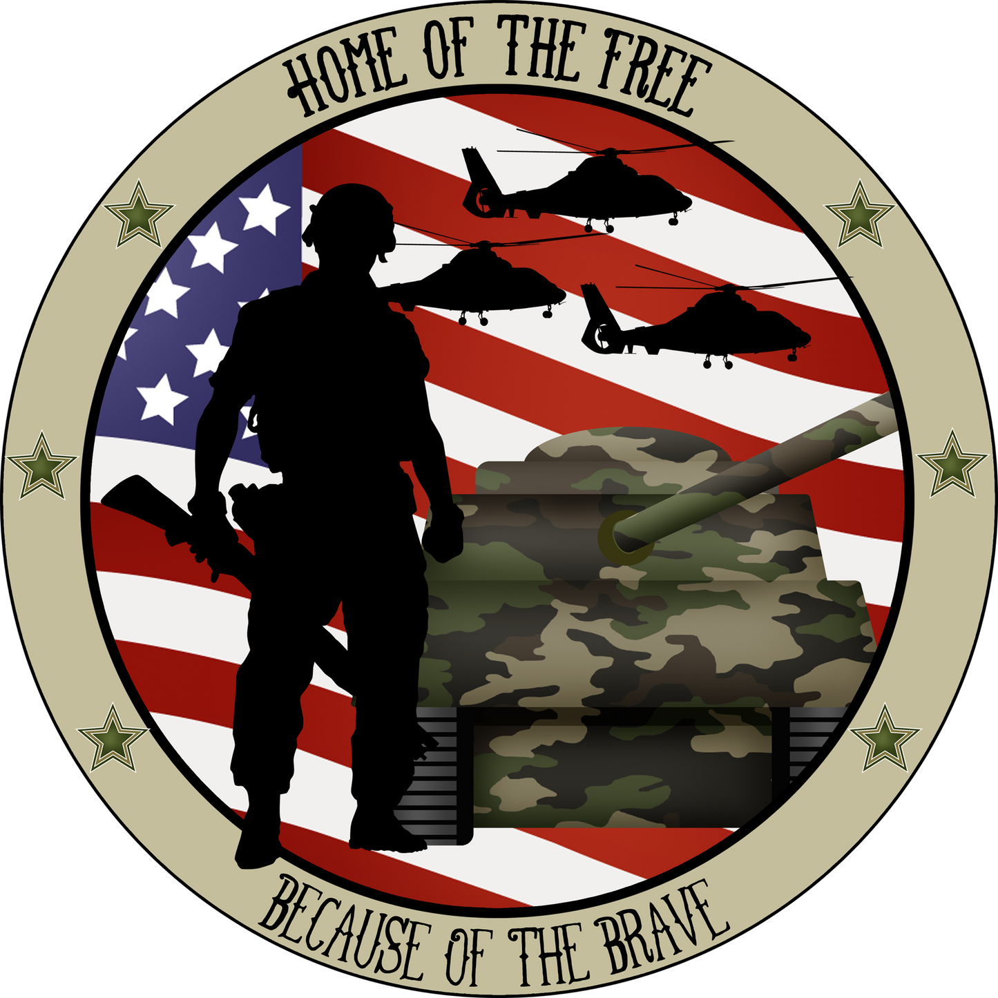 Army Flag Home Round Sign