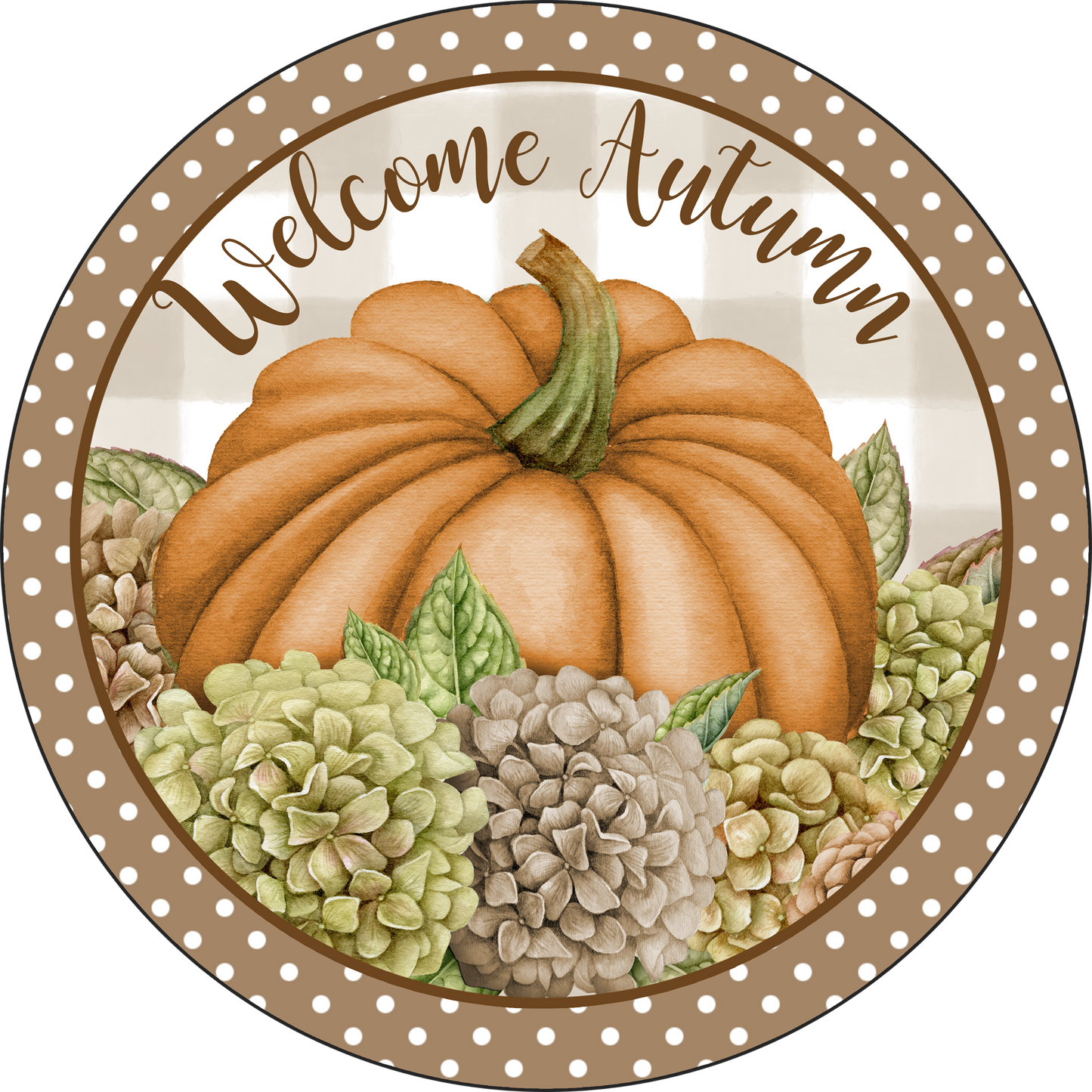 Welcome Autumn Tan and Moss Sign Round