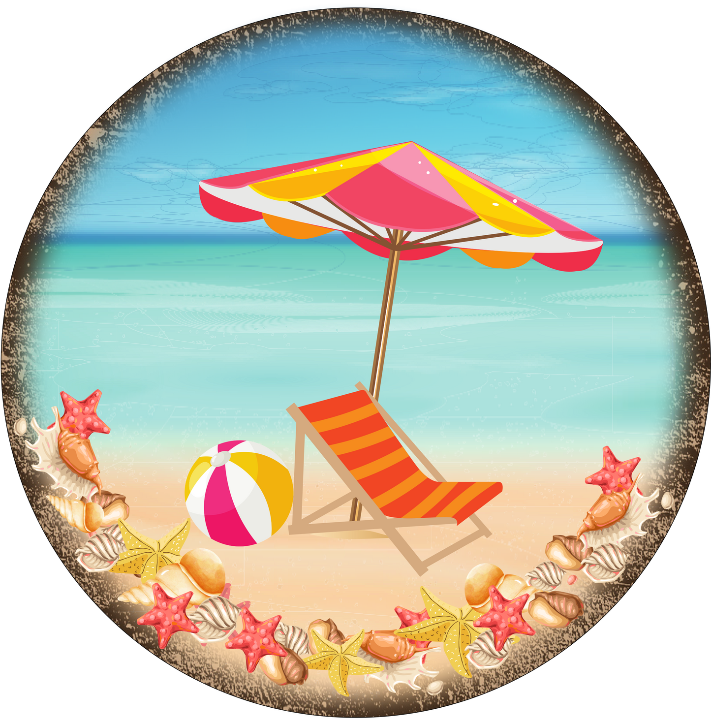 Beach Scene Round Sign