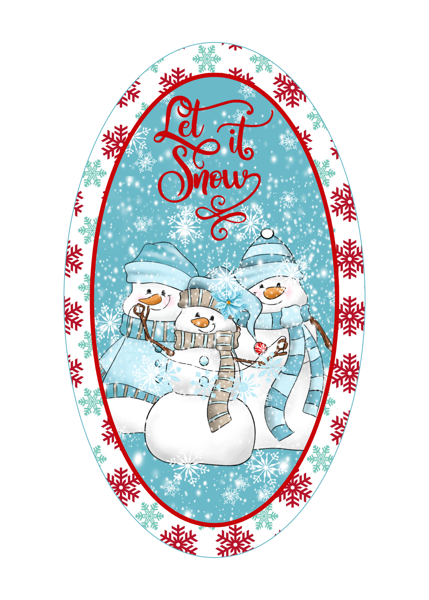 Let it snow Snowman oval sign 7x12