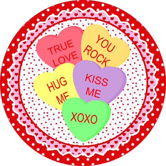 Candy hearts Valentines Sign Round