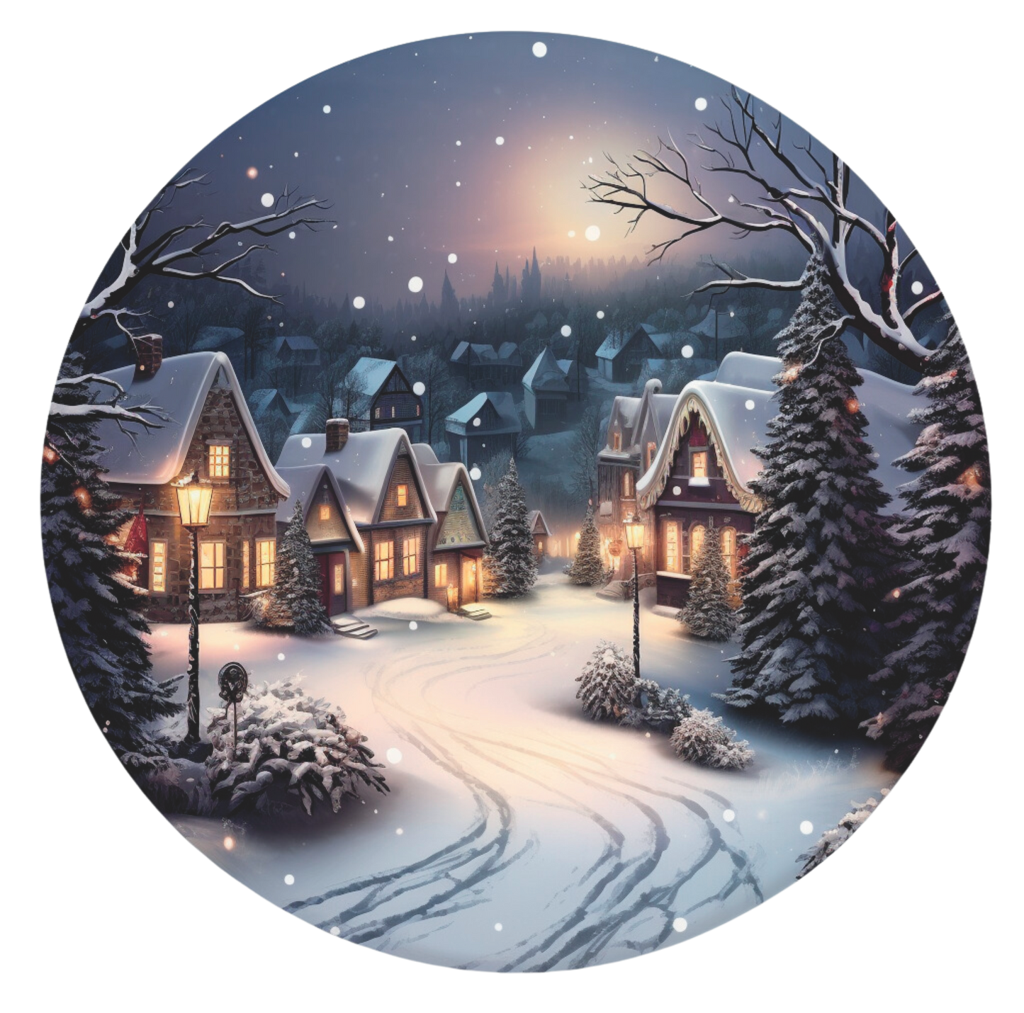 Christmas Village Round Sign