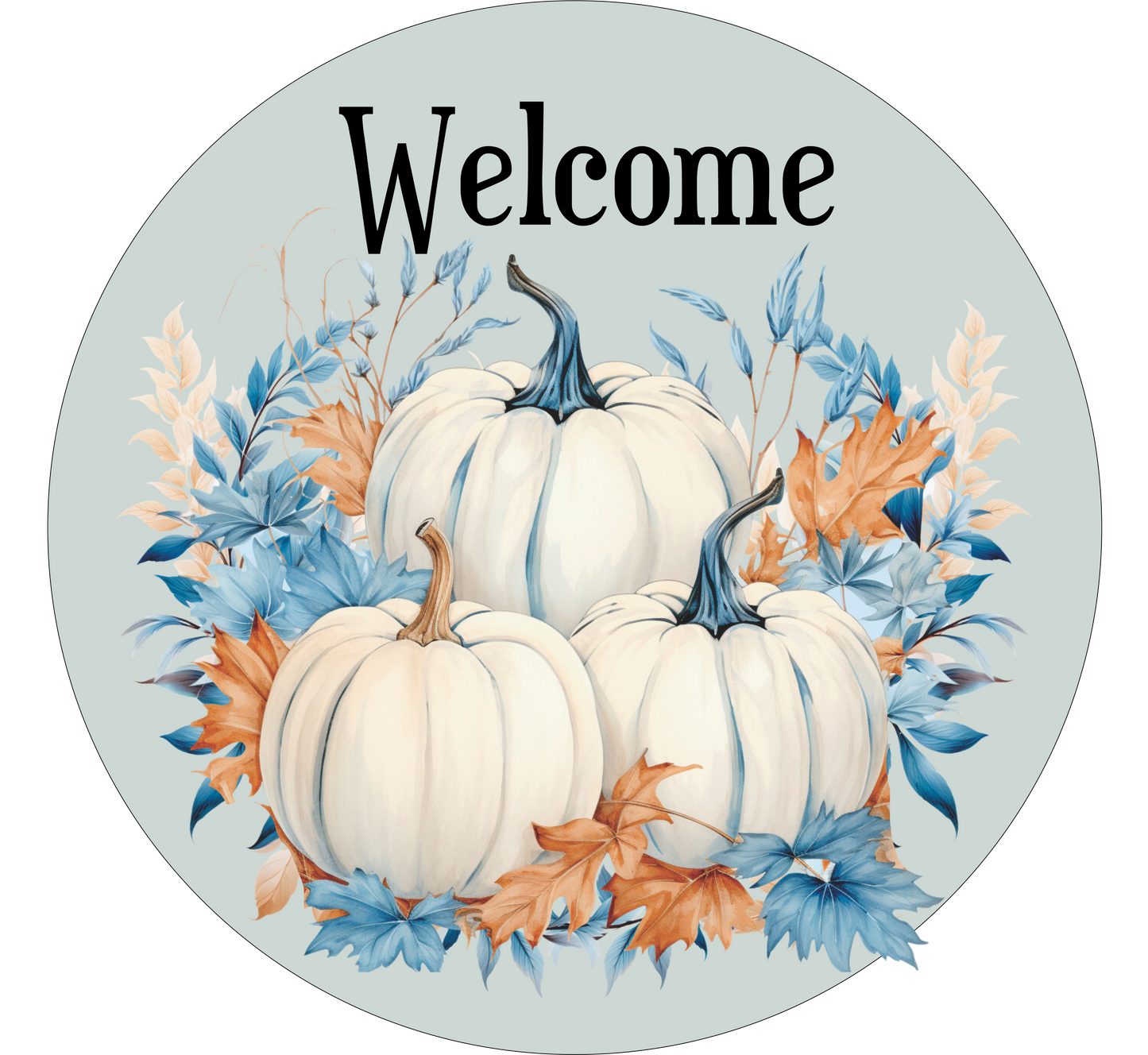 Smoke blue and cream welcome fall Sign