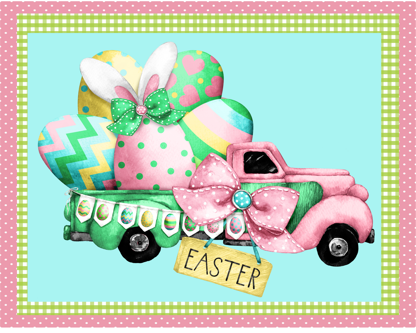 Easter Truck with Eggs 7x9