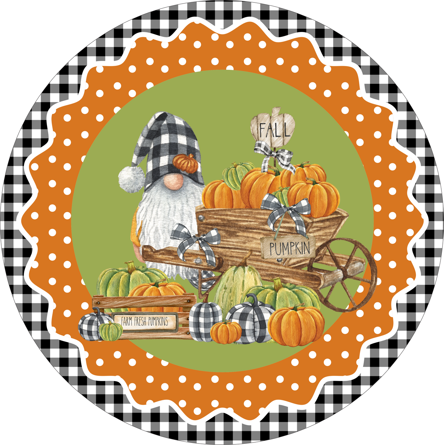 Farm Fresh Pumpkins Gnome Round