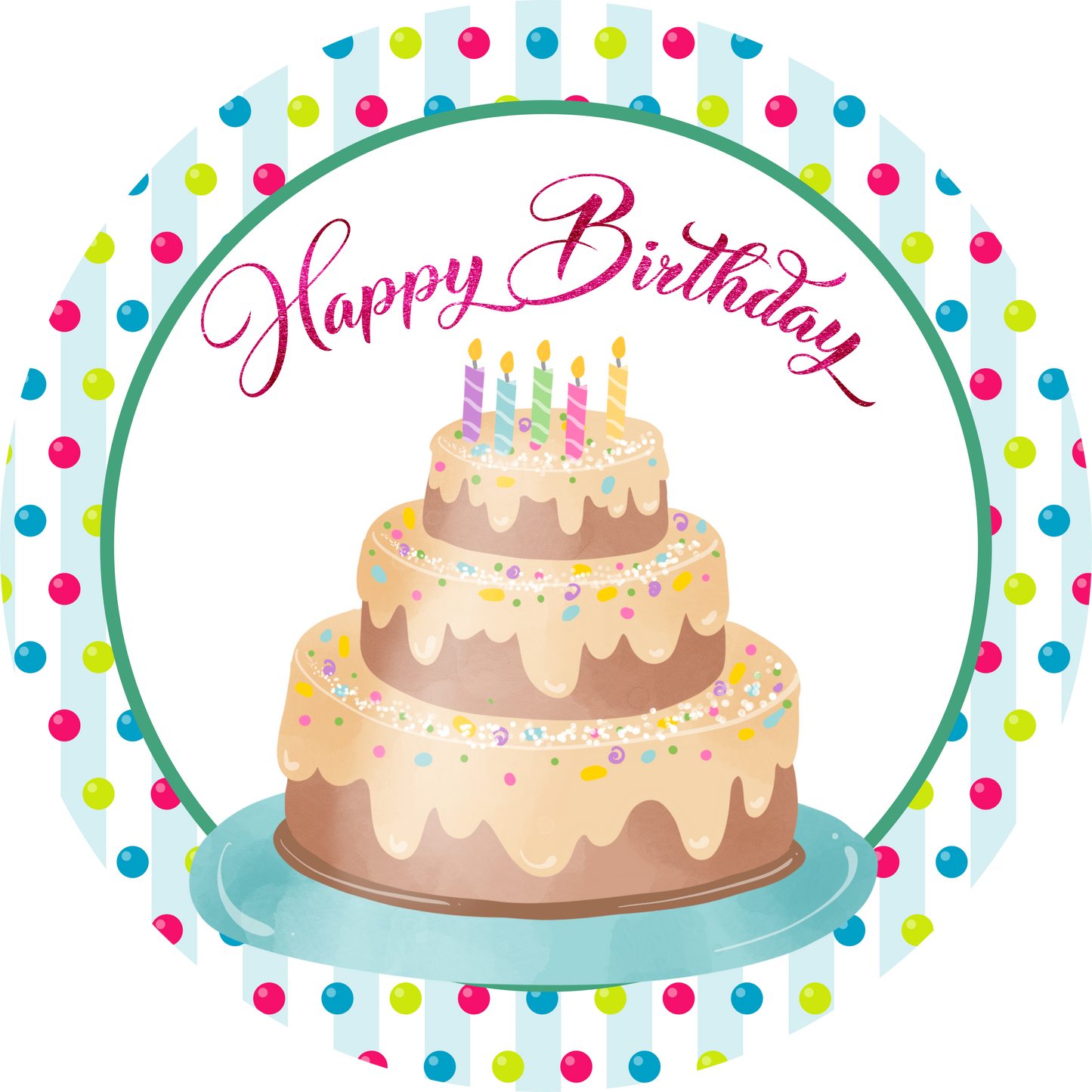 Happy Birthday Cake Round