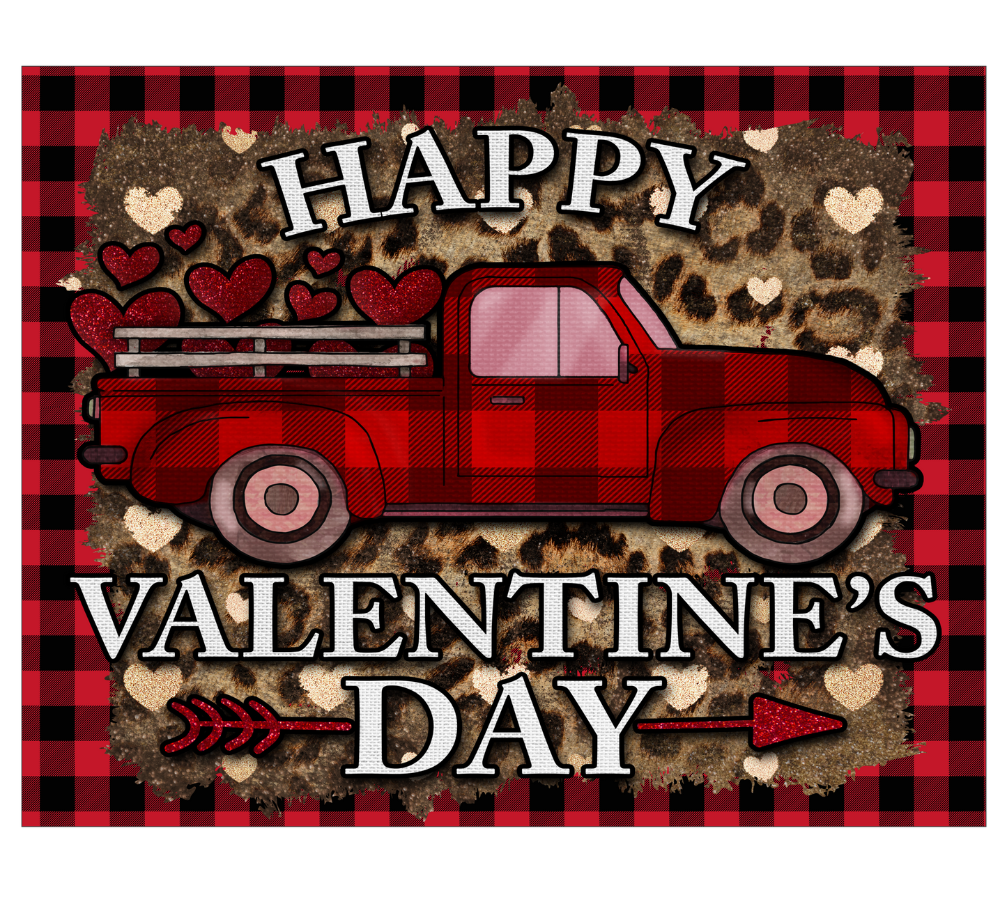 Happy Valentines Day Leopard Print Truck