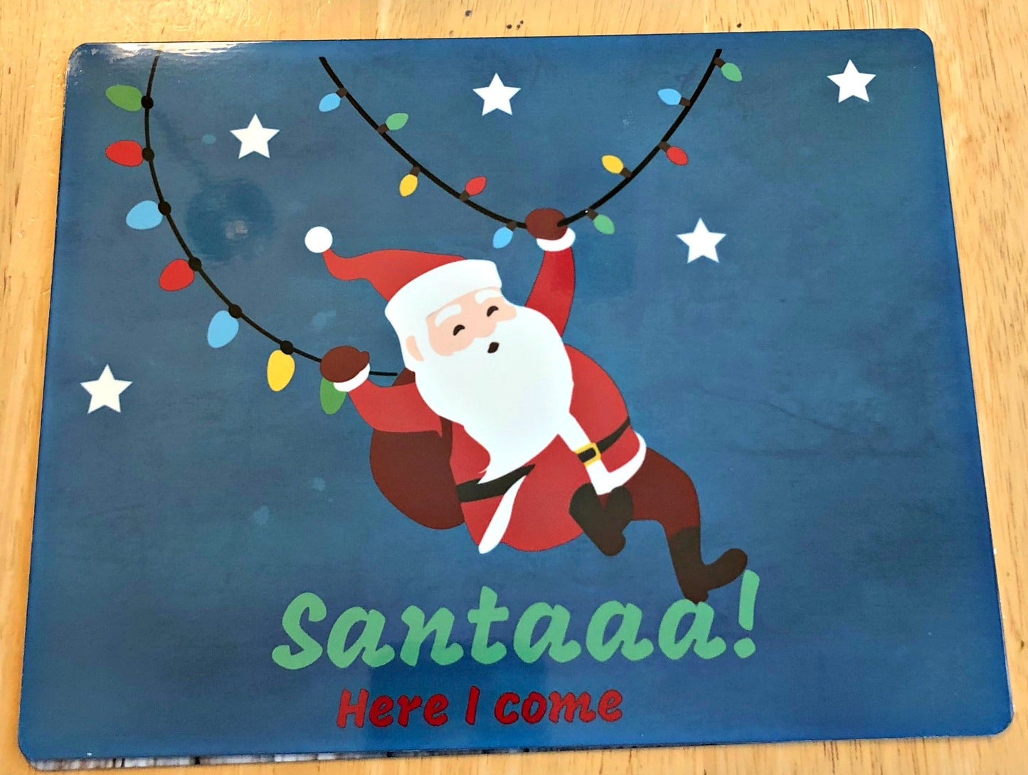 Here i come Santa Sign- Santa swings on lights