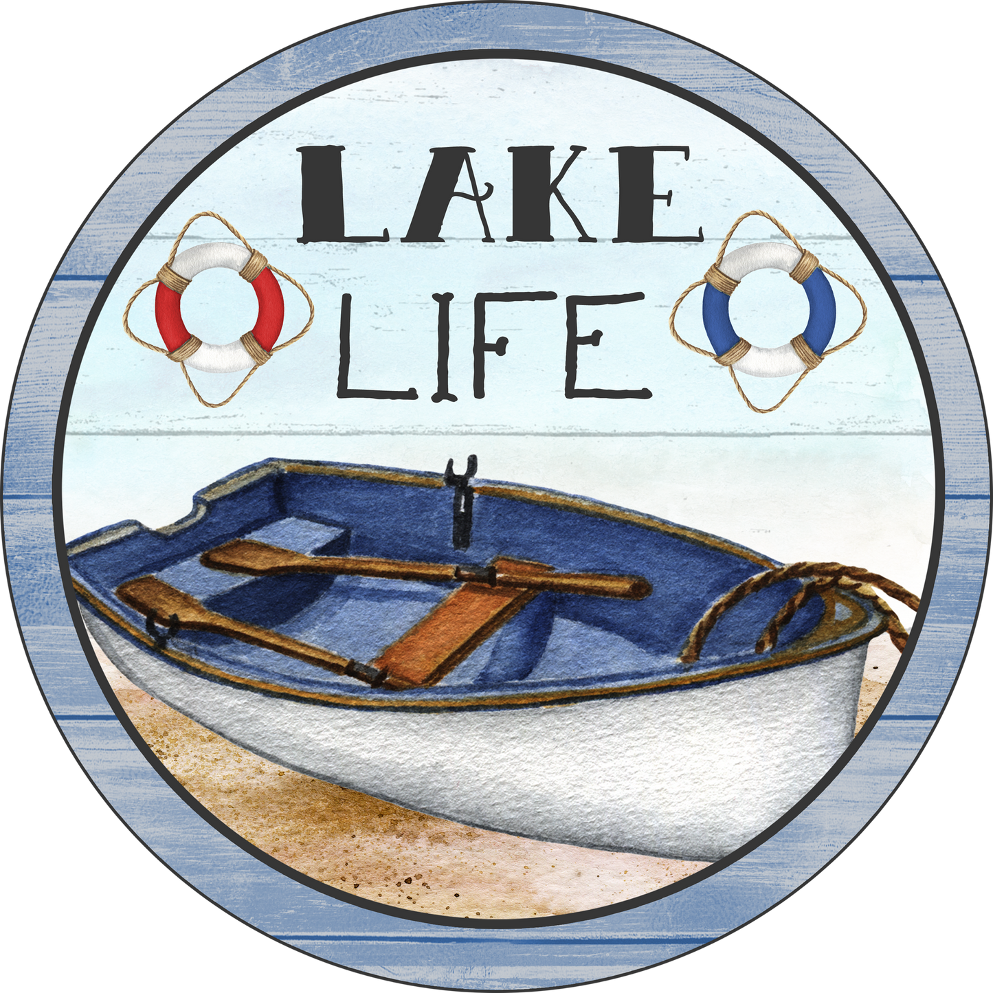 Lake Life Wreath Sign Round