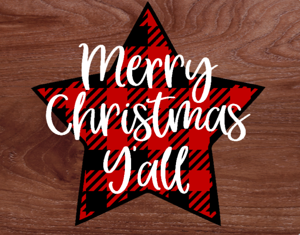 Merry Christmas y’all buffalo plaid star sign