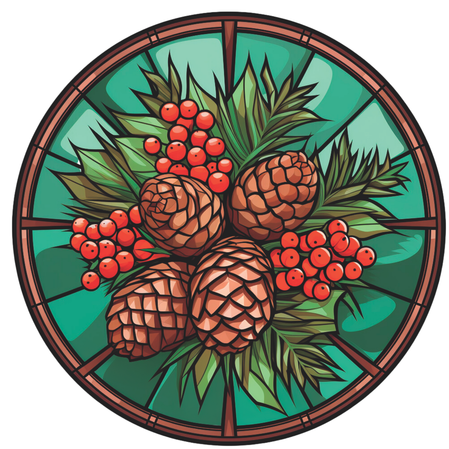 Mint Green Pinecone Faux Stained Glass Sign