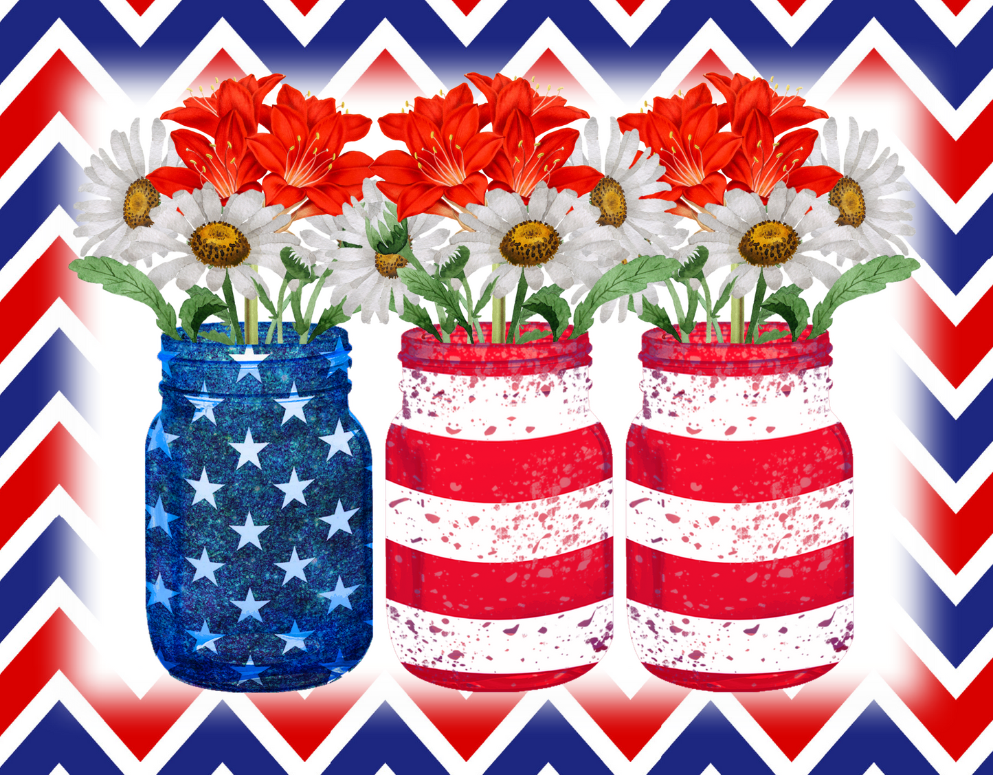 Patriotic Jars 9x7