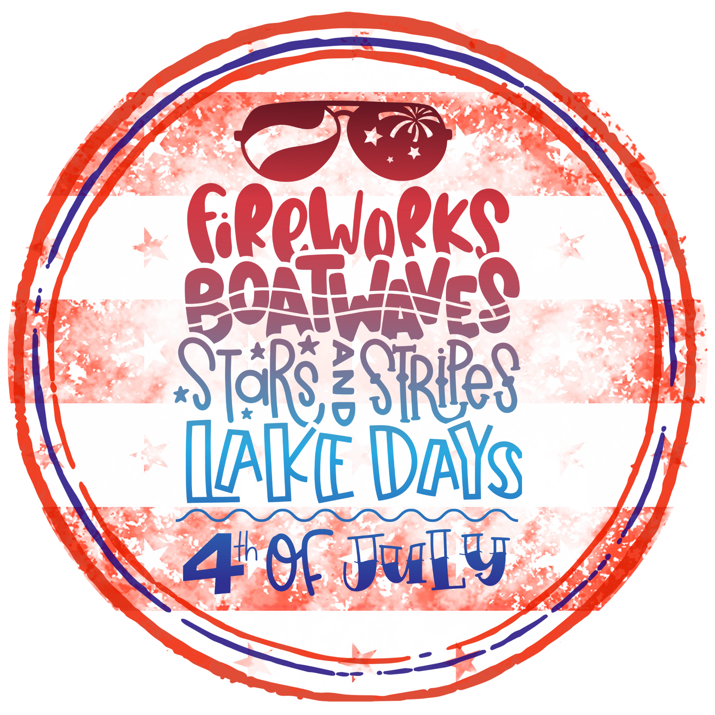 Round Red Firework Boat Waves Sign Round Sign