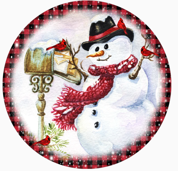 Round Snowman Mailbox Sign
