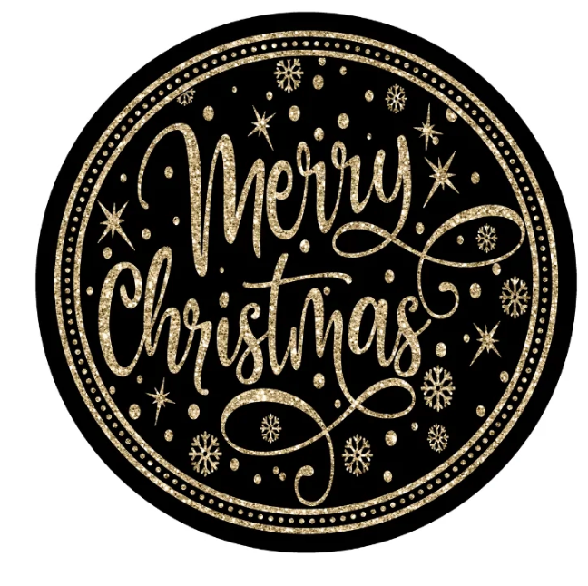 Gold And Black Merry Christmas Round