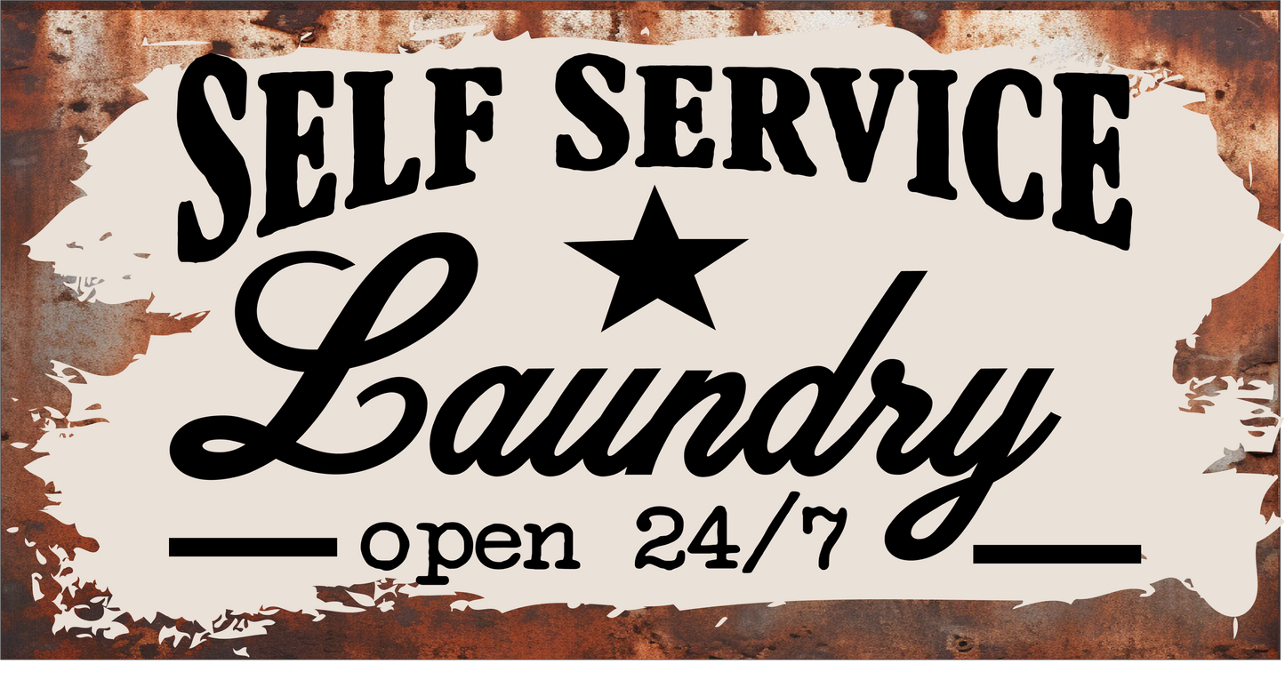 Self Service Laundry sign 6x12