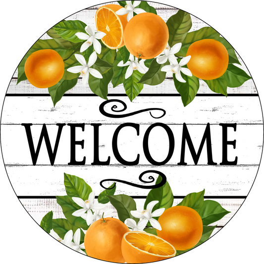 Sweet Oranges Welcome Wreath Sign Round
